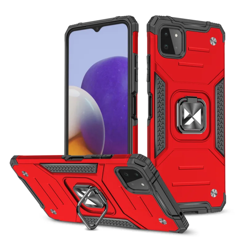 Wozinsky Ring Armor Case Kickstand Pevný odolný kryt pre Samsung Galaxy A22 4G červený
