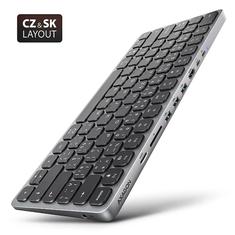 AXAGON HMC-KB-CS, USB 5Gbps hub s CZ/ SK klávesnicou, HDMI 4K/ 60Hz, 3x…