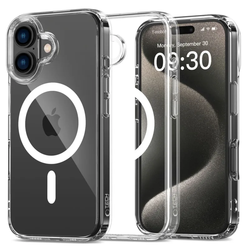 Puzdro Tech-Protect FlexAir Hybrid MagSafe na iPhone 16 – priehľadné