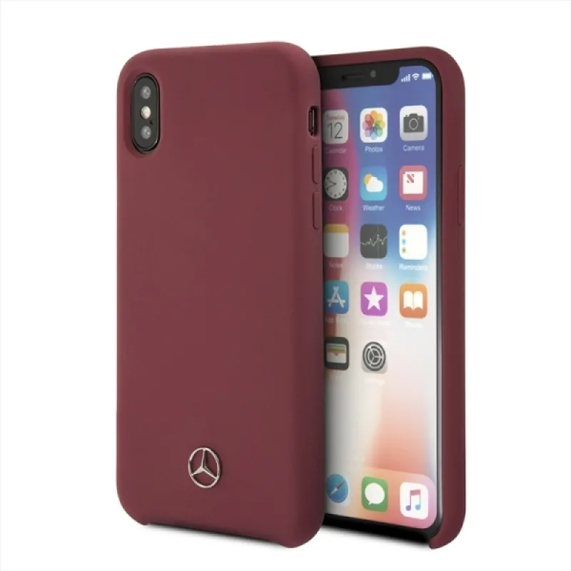 Puzdro Mercedes Silicone Line na iPhone X/XS - červené
