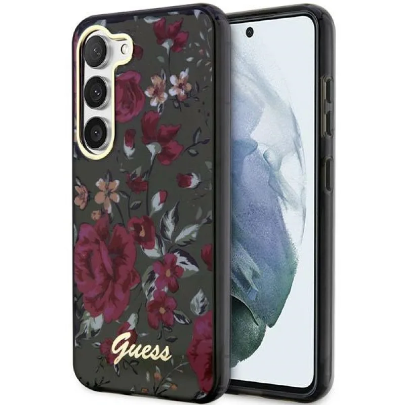 Guess GUHCS23MHCFWSA S23+ S916 zelené/kaki pevné puzdro Flower Collection