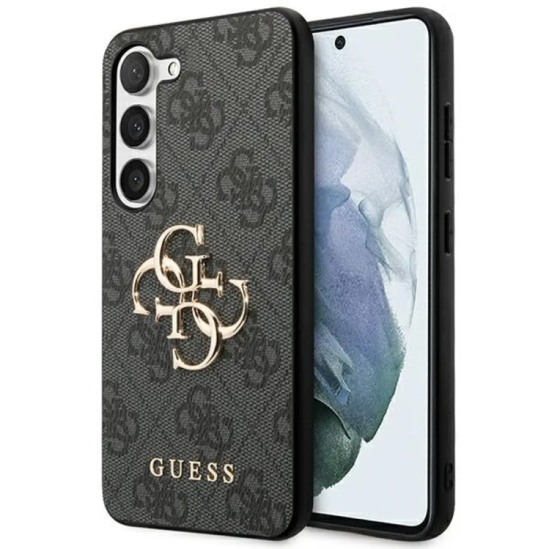 Guess 4G veľké kovové logo puzdro pre Samsung Galaxy S24+ – čierne