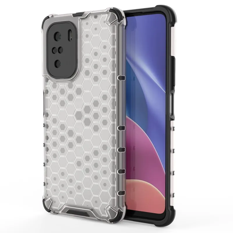 Pancierový kryt Honeycomb Case s TPU nárazníkom pre Xiaomi Redmi K40 Pro+ / K40 Pro / K40 / Poco F3 priehľadný