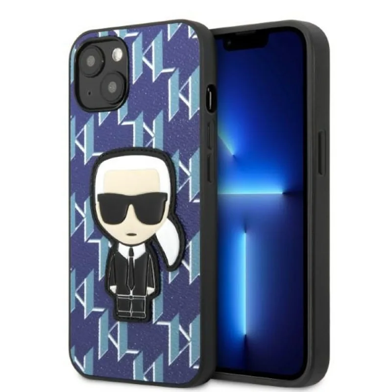 Karl Lagerfeld KLHCP13MPMNIKBL pevný obal na iPhone 13 6,1" modro/modrý Monogram Ikonik Patch
