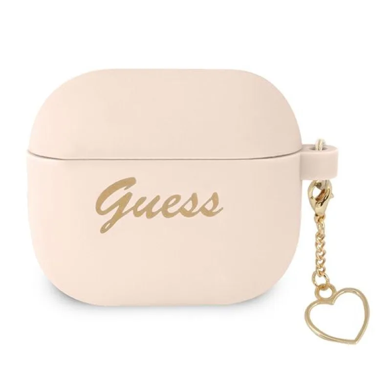 Guess GUA3LSCHSP kryt AirPods 3 ružový/ružový Silicone Charm Heart Collection