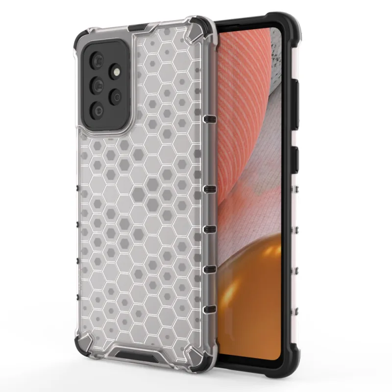 Pancierový kryt Honeycomb Case s TPU Bumper pre Samsung Galaxy A72 4G priehľadný