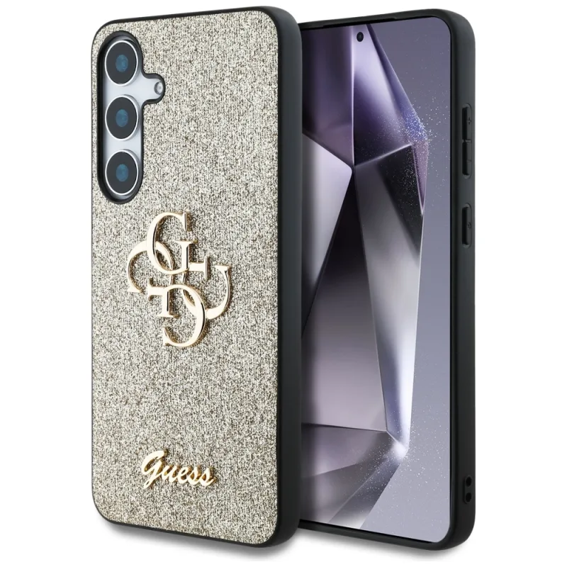 Puzdro Guess Fixed Glitter Big 4G Metal Logo pre Samsung Galaxy S25 Plus zlaté