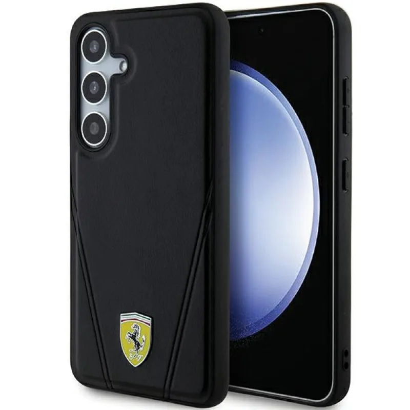 Puzdro Ferrari Hot Stamp V Lines MagSafe pre Samsung Galaxy S24+ - čierne