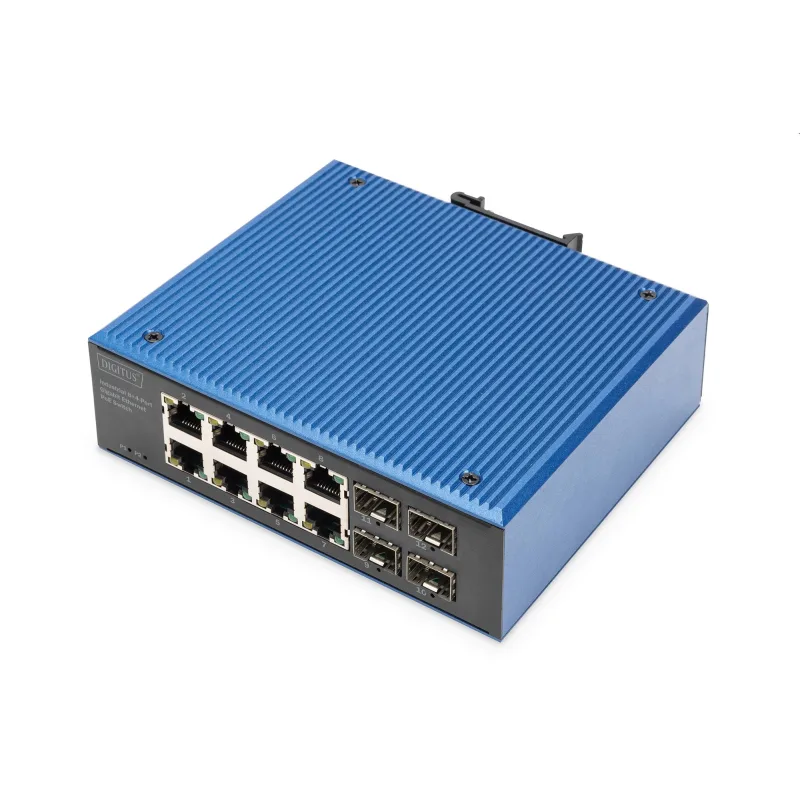 DIGITUS Industrial 8+4-Port Gigabit Ethernet PoE Switch 8 x GE RJ45 + 4…