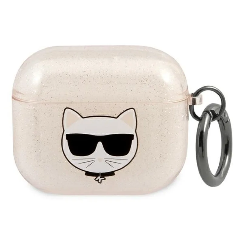 Karl Lagerfeld Glitter Choupette Case pre AirPods 3 – zlaté