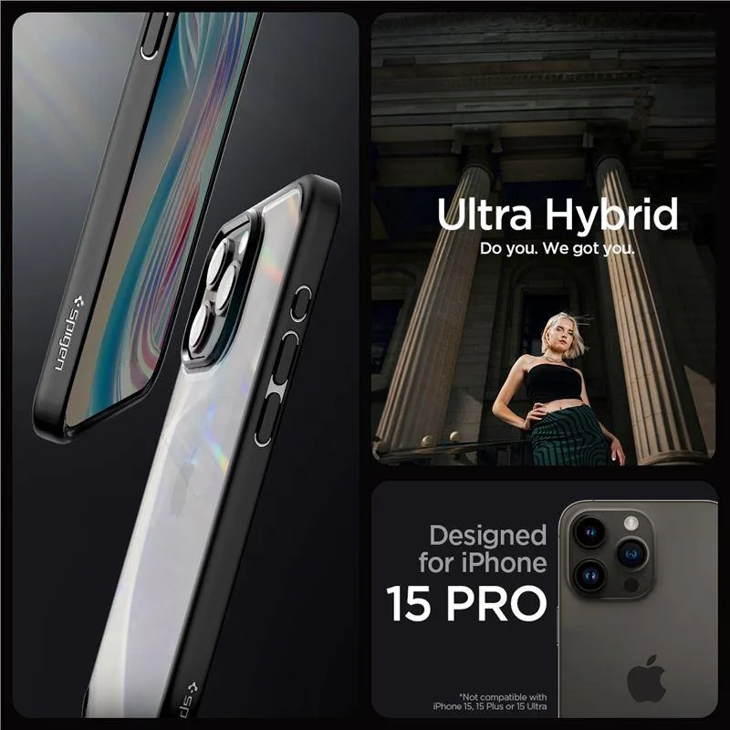 Kryt Spigen Crystal Hybrid iPhone 15 Pro – čierny
