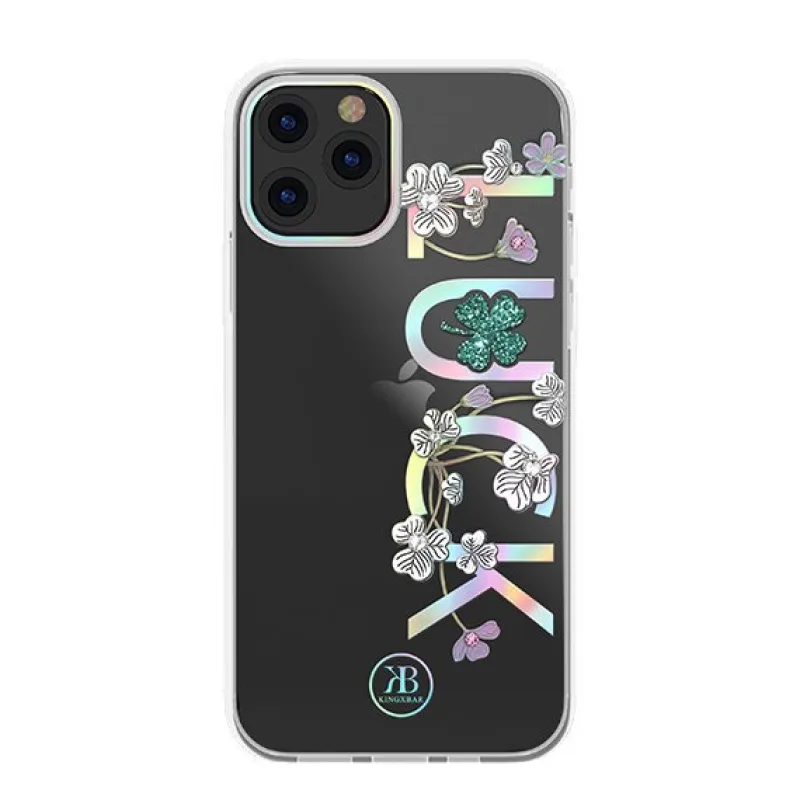 Puzdro Kingxbar Lucky Series zdobené originálnymi kryštálmi Swarovski iPhone 12 mini transparentné (Luck)