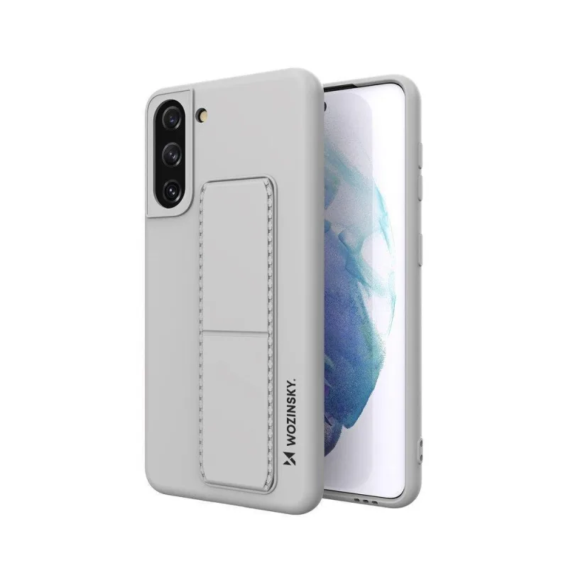 Wozinsky Kickstand Case silikónové puzdro so stojanom Samsung Galaxy S21+ 5G puzdro šedé