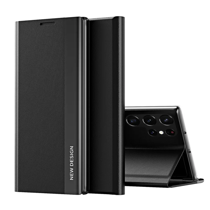 Spánkové puzdro Pro Samsung Galaxy S25 Ultra puzdro s flipom a stojanom – čierne