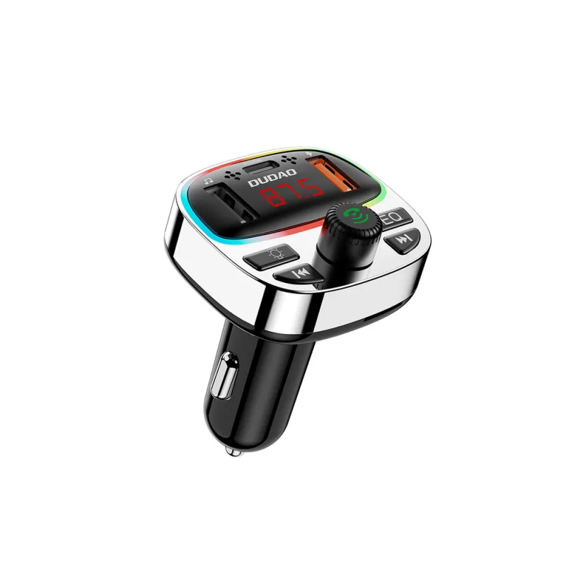 Dudao R2PRO+ vysielač s PD25W Bluetooth 5,3 RGB nabíjacími portami – čierny a strieborný