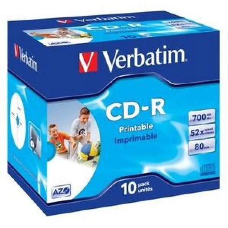 VERBATIM CD-R(10-Pack)Jewel/ Printable/ DLP/ 52x/ 700MB 43325