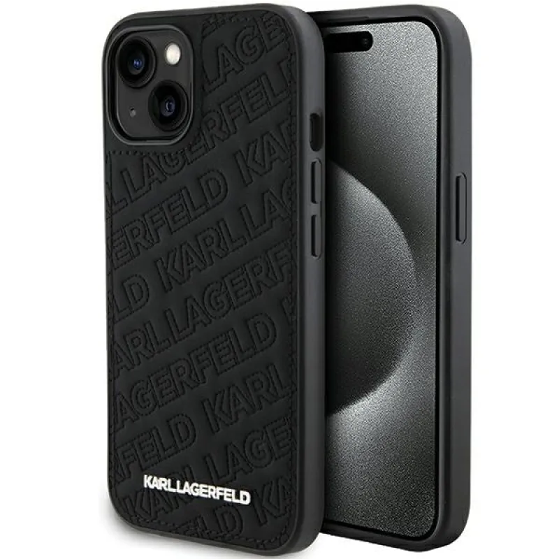 Obal Karl Lagerfeld Quilted K Pattern pre iPhone 15 - čierny