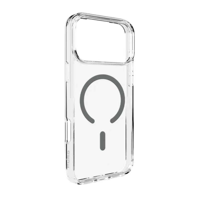 Puzdro Puro Lite Mag TPU+PC kompatibilné s MagSafe pre iPhone 17 Pro – priehľadné so sivým krúžkom