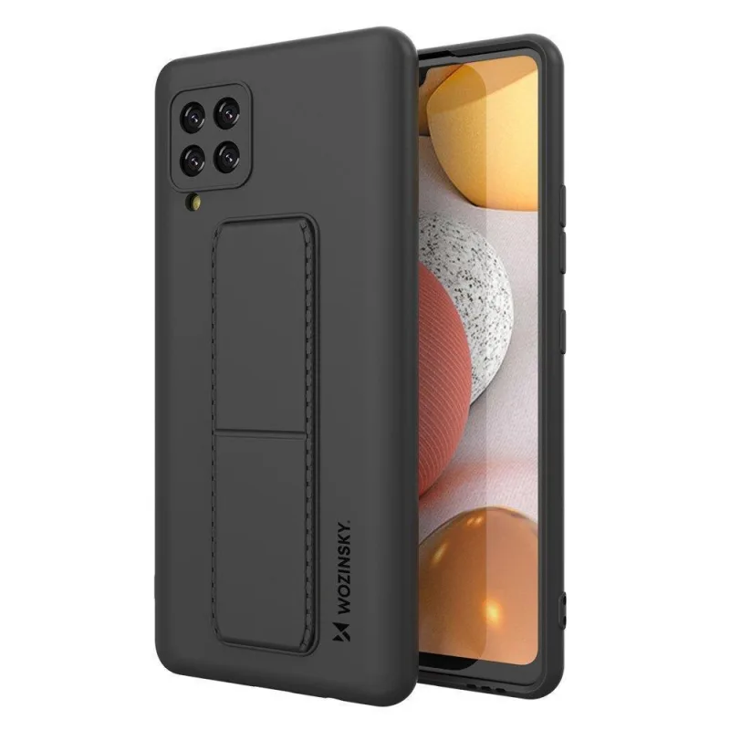 Wozinsky Kickstand Case silikónové puzdro so stojanom Samsung Galaxy A42 5G čierne