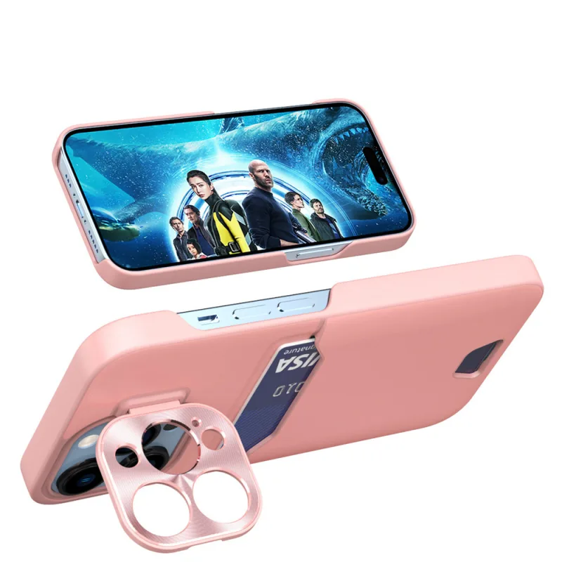 Kožené puzdro so stojanom na peňaženku Samsung Galaxy S23 Card so stojanom ružové