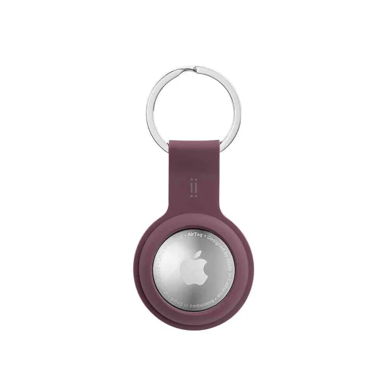 Aiino - GiGiTag Silicon holder with keychain for AirTag - Red Plum