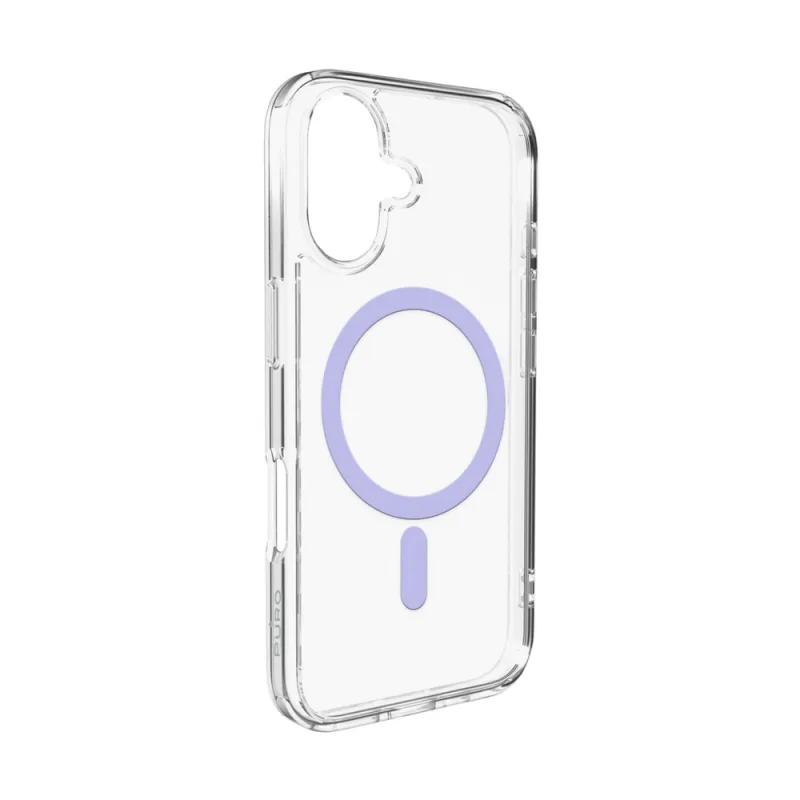 Puzdro Puro Lite Mag TPU+PC kompatibilné s MagSafe pre iPhone 17 – priehľadné s ružovým krúžkom