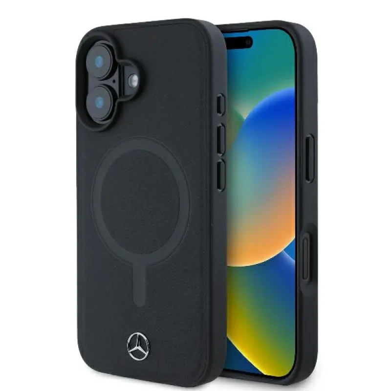 Puzdro Mercedes Smooth Leather MagSafe iPhone 16 Plus – čierne