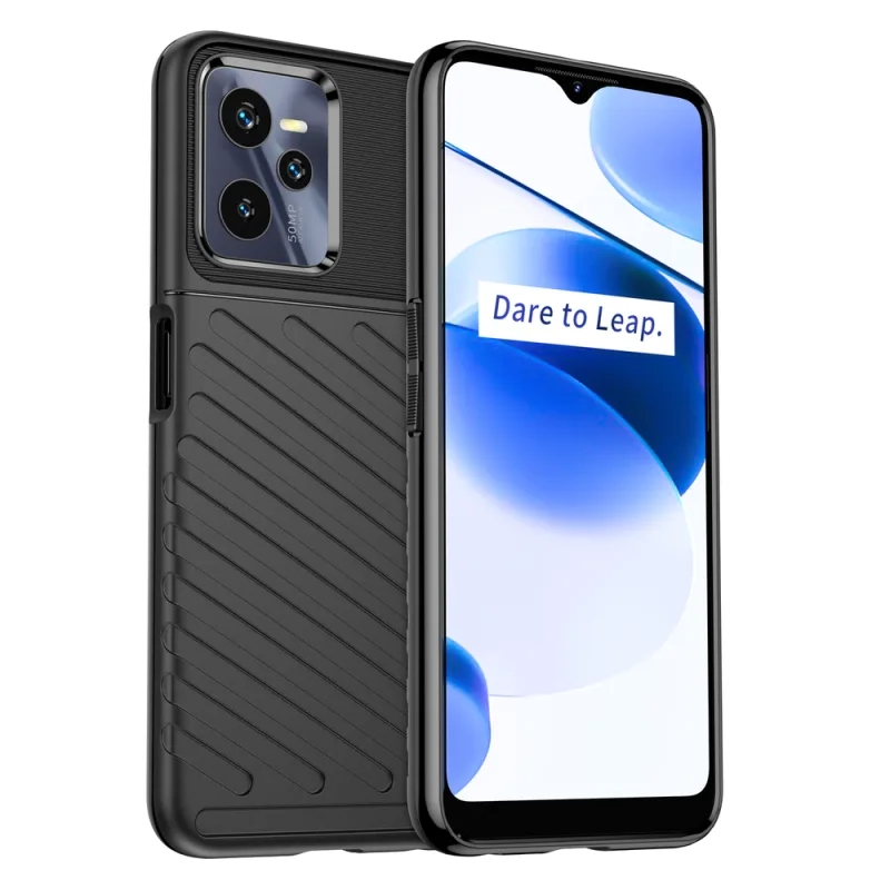 Puzdro Thunder Case pre silikónové pancierové puzdro Realme C35 čierne