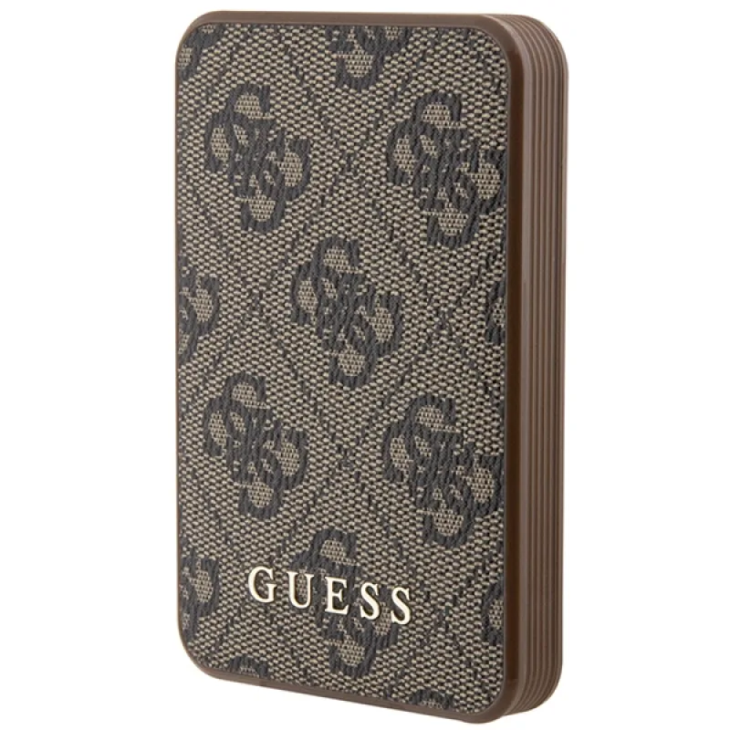 Guess Powerbank 15W GUPB5LP4GEGW 5000mAh hnedá/hnedá 4G kožené kovové logo