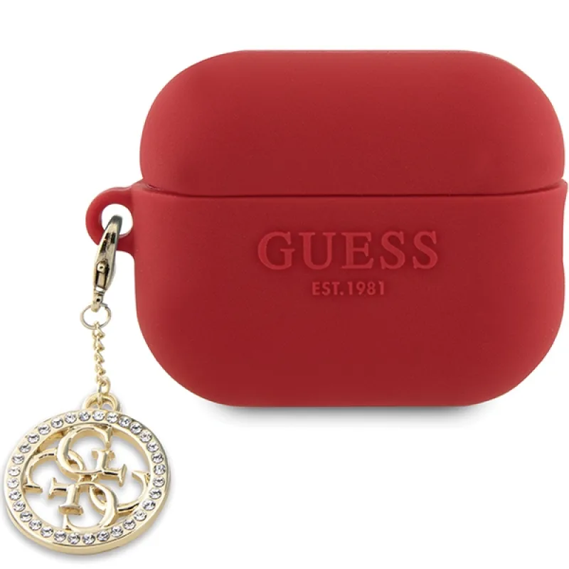 Guess GUAP23DSLGHDF kryt AirPods Pro 2 červený 3D Rubber 4G Diamond Charm