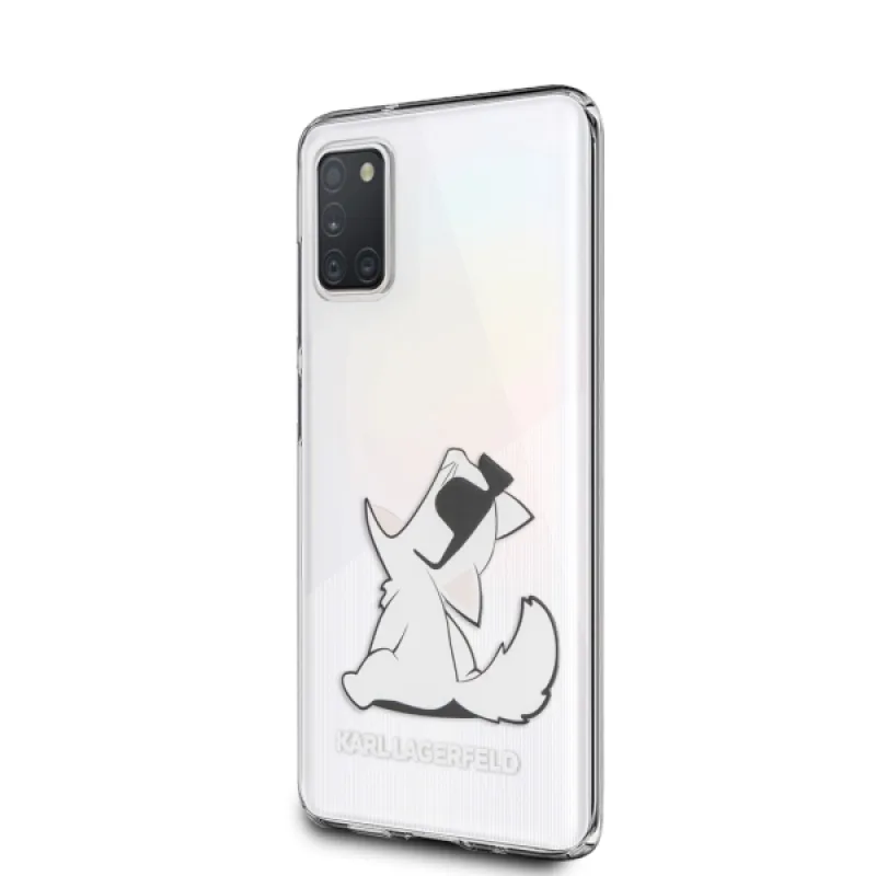 Zábavné puzdro Karl Lagerfeld Choupette pre Samsung Galaxy A31 – priehľadné