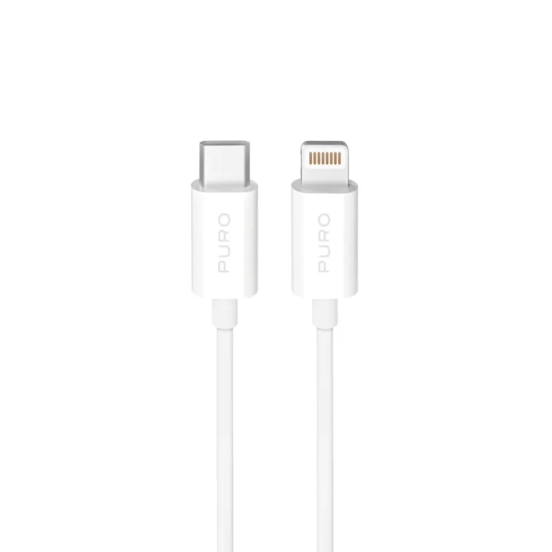 Puro TPE 20W USB-C - Lightning kábel 3m - Biely