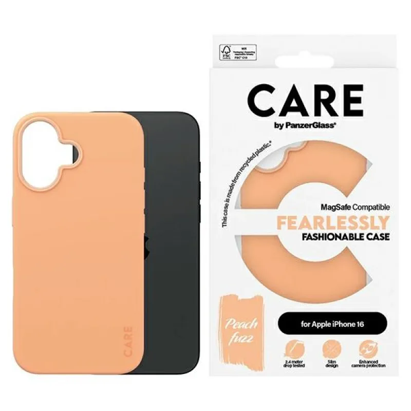 CARE by PanzerGlass Fashion Case iPhone 16 6,1" broskyňová/broskyňová MagSafe 1389