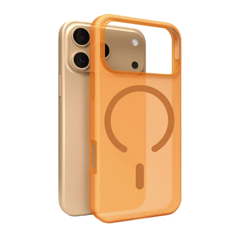 Kompatibilné silikónové puzdro Puro Daylight Magsafe pre iPhone 17 Pro Max – priesvitné oranžové