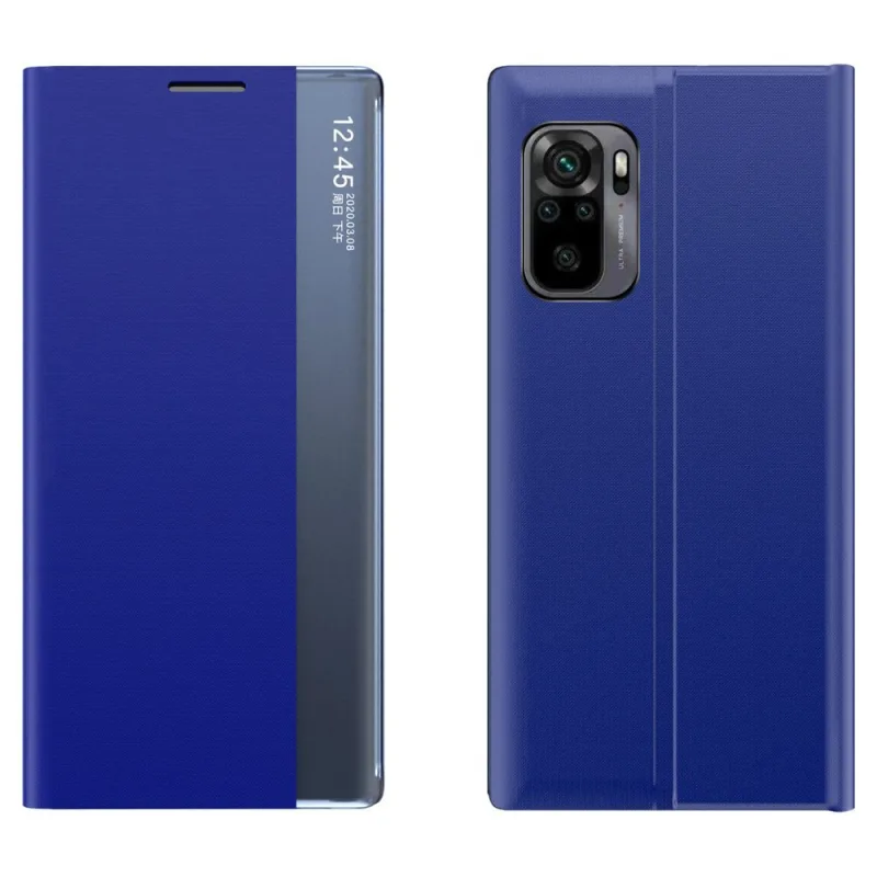 Sleep Case Puzdro typu Bookcase s inteligentným okienkom pre Xiaomi Redmi K40 Pro+ / K40 Pro / K40 / Poco F3 modré