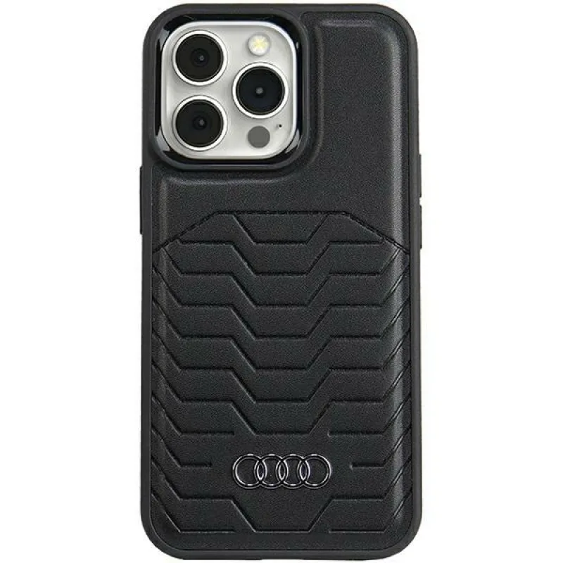Puzdro Audi Synthetic Leather s MagSafe pre iPhone 15 Pro - čierne