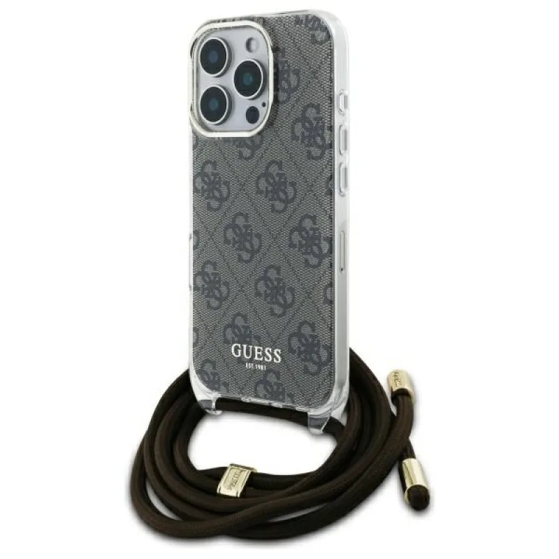 Puzdro Guess Crossbody Cord 4G Print Case pre iPhone 16 Pro Max – hnedé