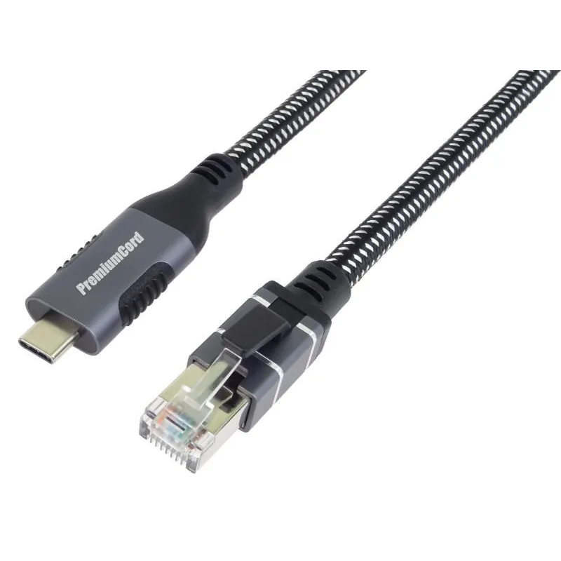 PremiumCord Ethernetový kabel USB-C na LAN RJ45 10/ 100/ 1000, 2m…