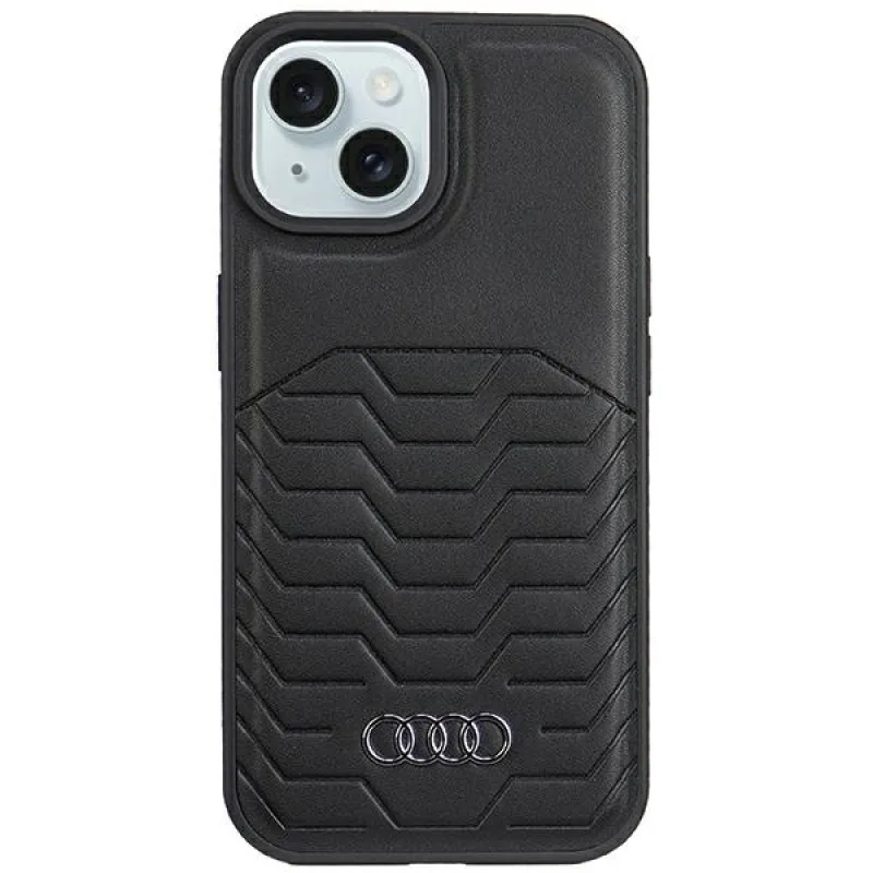 Puzdro Audi Synthetic Leather Case s MagSafe pre iPhone 15/14/13 - čierne