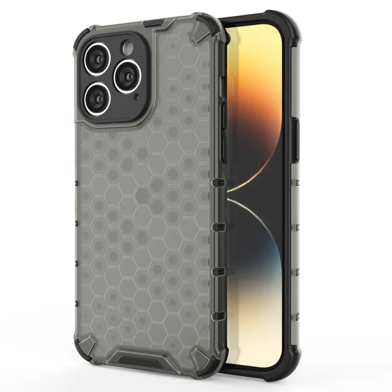 Voštinové puzdro pre iPhone 14 Pro Max obrnený hybridný kryt čierny