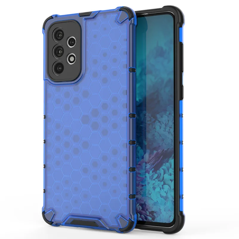 Voštinové puzdro pancierový kryt s gélovým rámom pre Samsung Galaxy A73 modrý