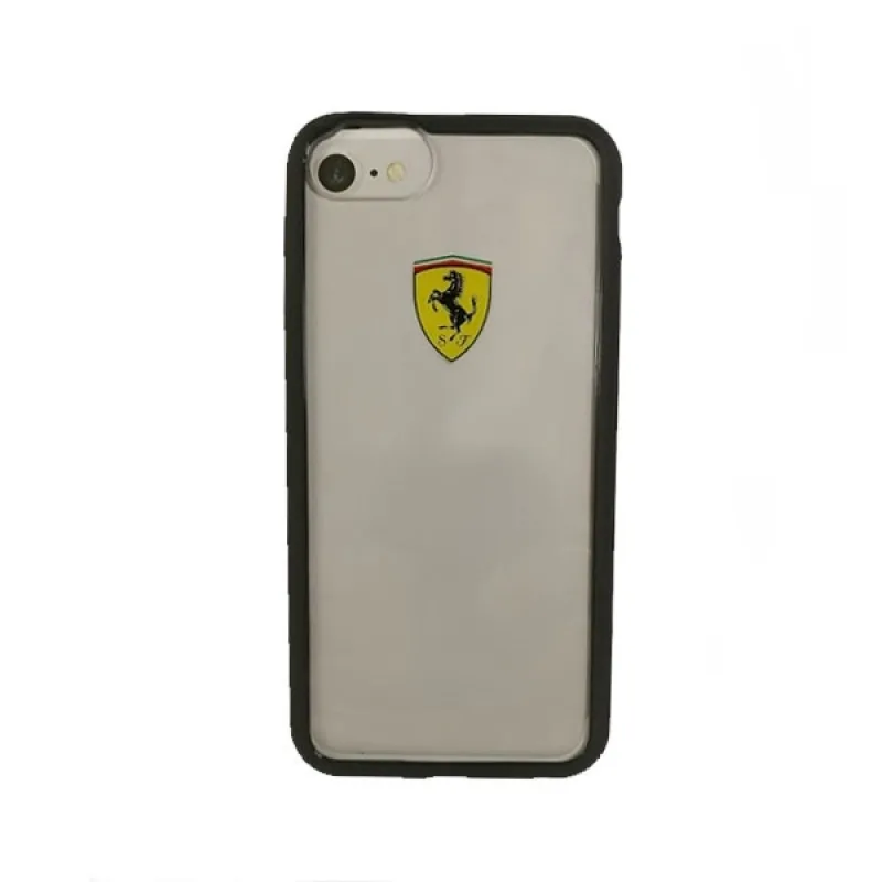 Pevné puzdro Ferrari FEHCRFP7BK iPhone 7/8 /SE 2020 / SE 2022 priehľadné/čierne
