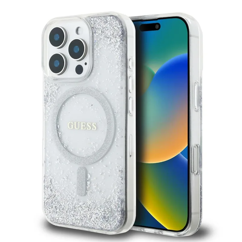 Guess GUHMP16XRGRGES iPhone 16 Pro Max 6,9" strieborno-strieborné pevné puzdro Resin Gradient Glitter MagSafe