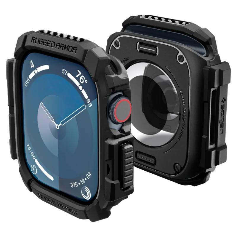 Puzdro Spigen Rugged Armor pre Apple Watch 10 46 mm – čierne