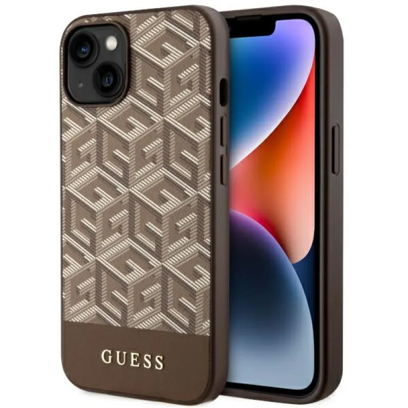 Guess GUHMP14MHGCFSEW iPhone 14 Plus 6,7" hnedo-hnedé pevné puzdro GCube Stripes MagSafe