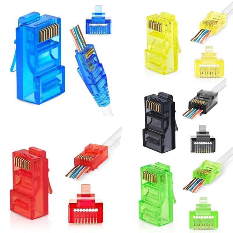 W-Star Konektor UTP RJ45EZ Cat5e 100ks pozlátený, mix, pass cez ethernet…