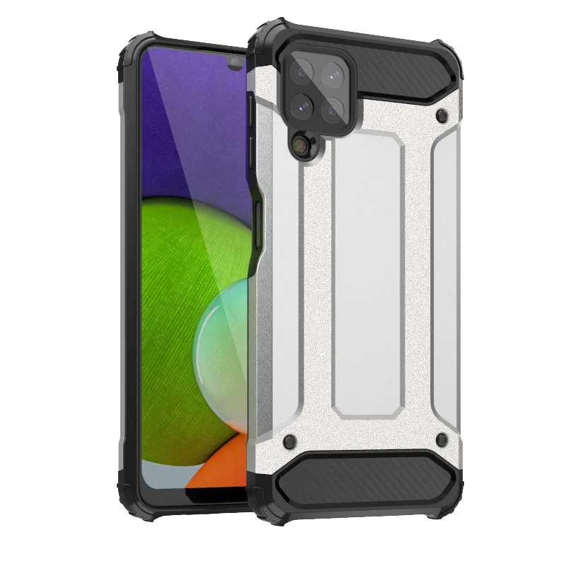 Kryt Hybrid Armor Case Tough Rugged Cover pre Samsung Galaxy A22 4G strieborný
