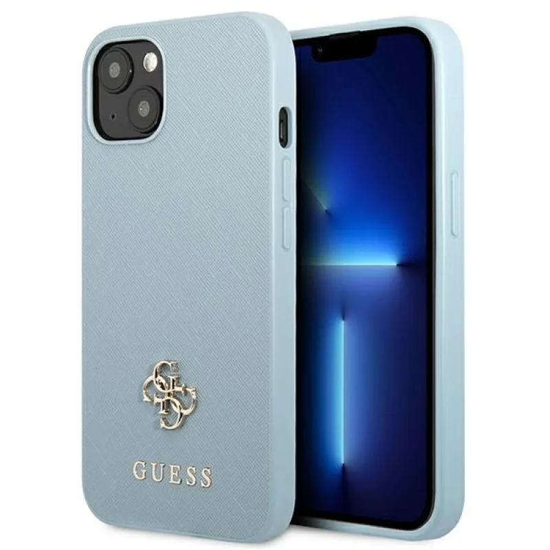 Guess GUHCP13MPS4MB iPhone 13 6,1" modro/modré pevné puzdro Saffiano 4G malé kovové logo