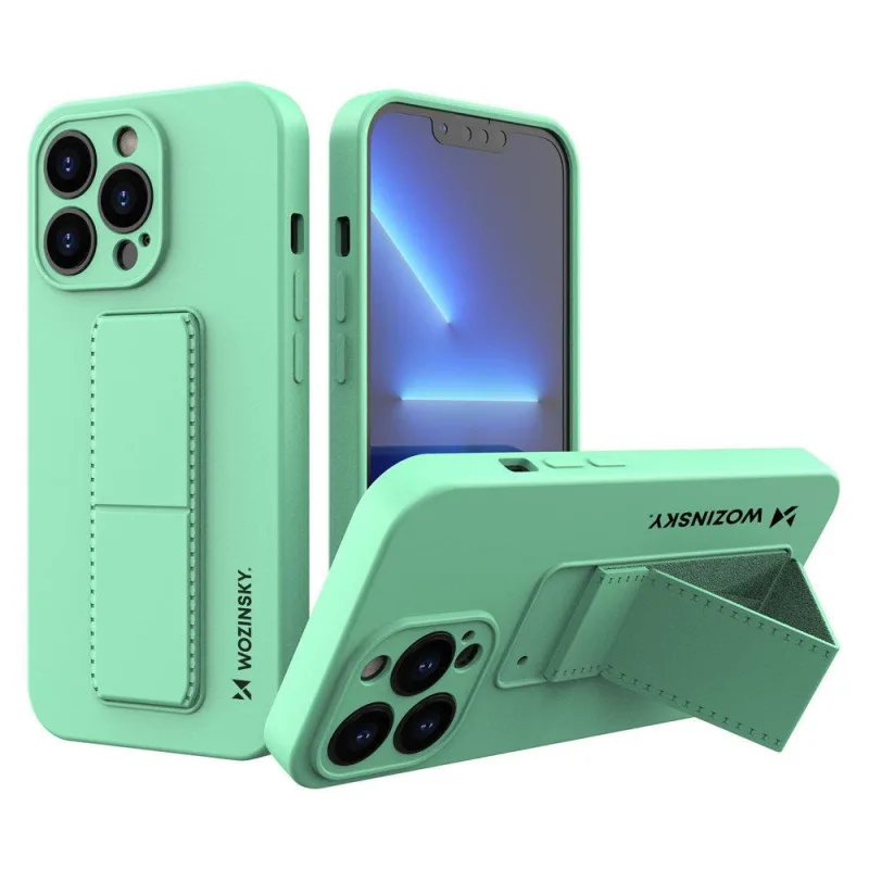 Wozinsky Kickstand Case iPhone 13 Pro Max silikónové puzdro so stojanom Mint