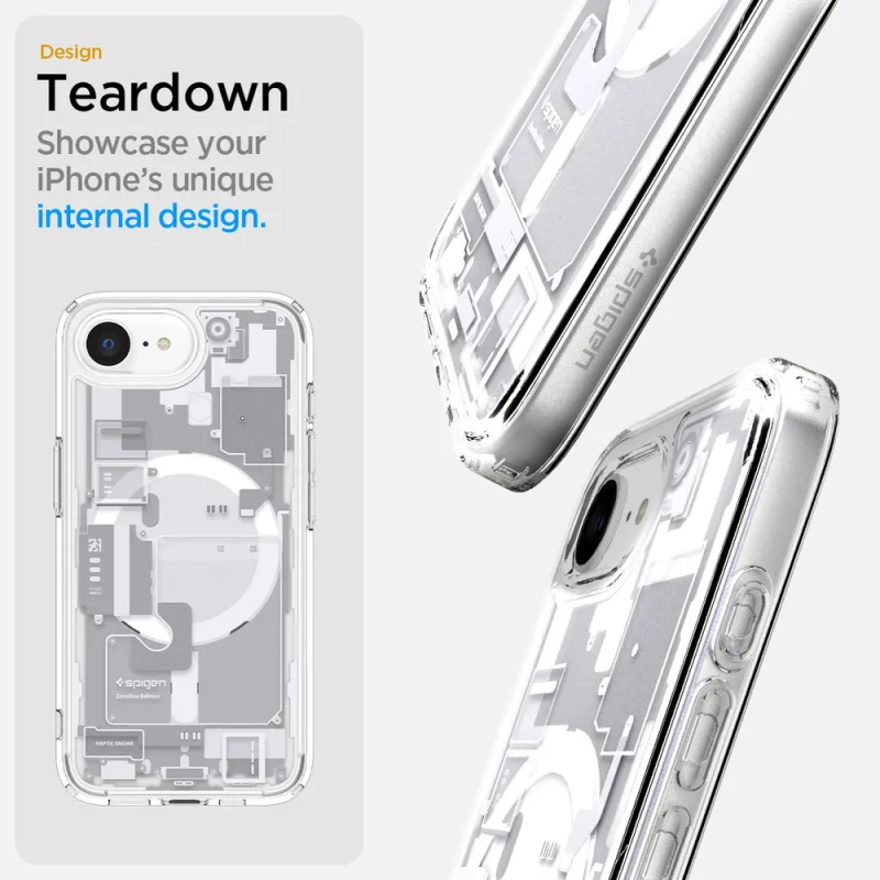 Puzdro Spigen Ultra Hybrid MagSafe pre iPhone 16e Zero One – biele